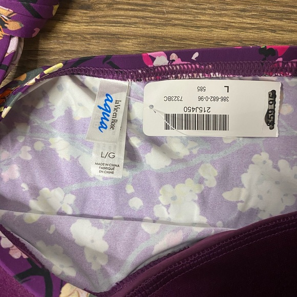 NWT LA VIE EN ROSE BANDEAU TANKINI SWIMSUIT TOP LARGE FLORAL - Picture 2 of 2